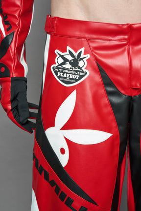 NAMILIA Playboy Moto Pants - red/ black, xs
