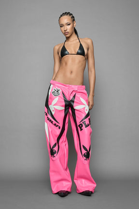 NAMILIA Playboy Moto Pants - pink/ black, xs