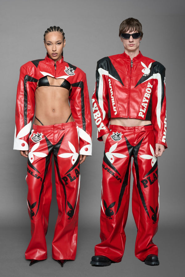 NAMILIA Playboy Moto Pants - red/ black, xs - red/ black