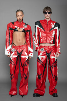 NAMILIA Playboy Moto Pants - red/ black, xs