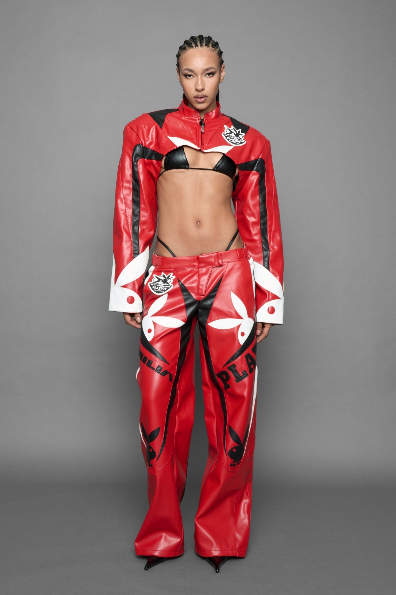 NAMILIA Playboy Moto Pants - red/ black, xs