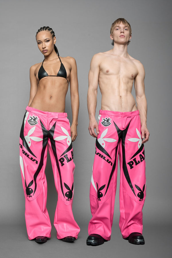 NAMILIA Playboy Moto Pants - pink/ black, xs - pink/ black