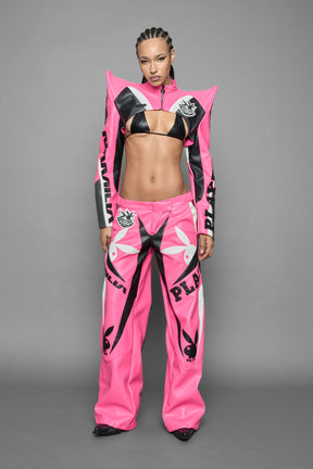 NAMILIA Playboy Spike Shoulder Bolero - pink / black, xs