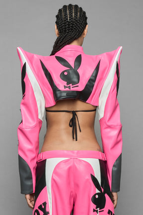 NAMILIA Playboy Spike Shoulder Bolero - pink / black, xs