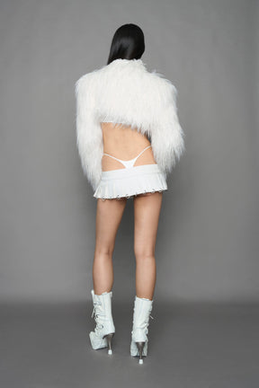 NAMILIA Pleated Mini Skirt With Rings - WHITE, xs