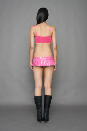 NAMILIA Pleated Mini Skirt With Rings - PINK CROC, xs