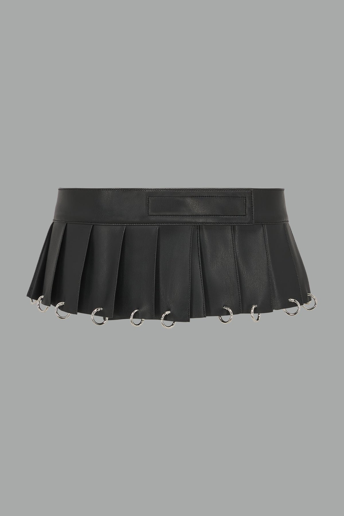 NAMILIA Pleated Mini Skirt With Rings - BLACK, xs