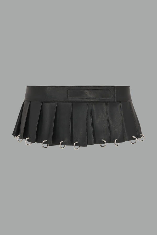 NAMILIA Pleated Mini Skirt With Rings - BLACK, xs - BLACK