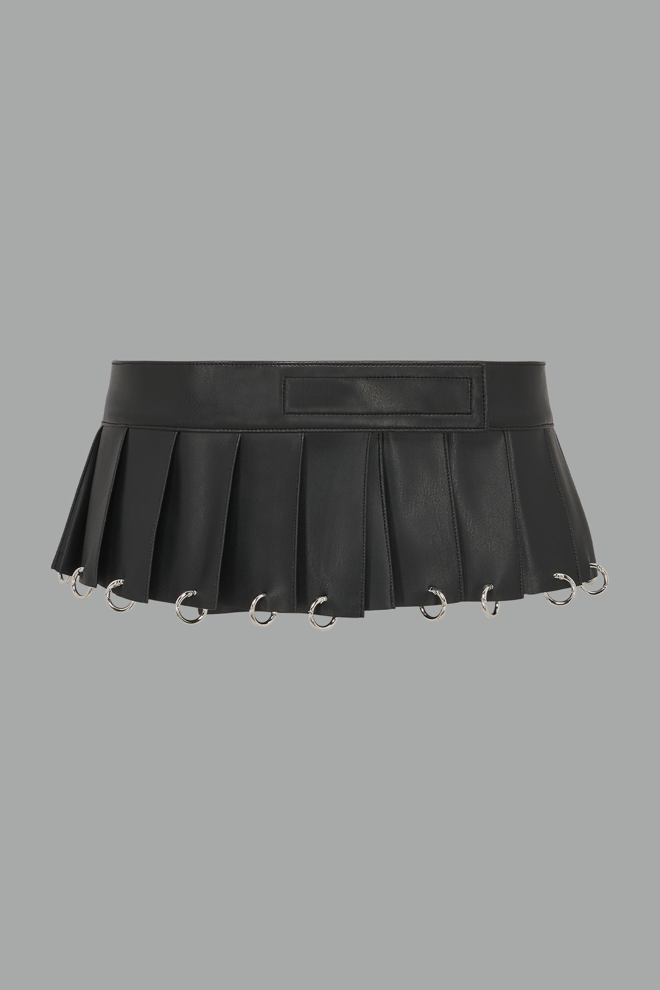 NAMILIA Pleated Mini Skirt With Rings - BLACK, xs