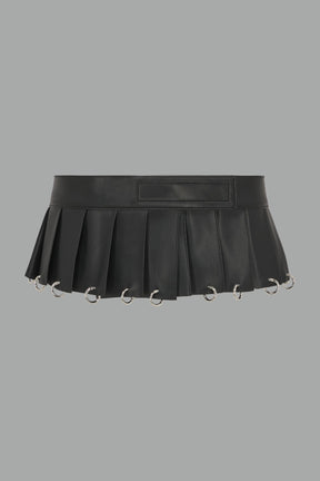 NAMILIA Pleated Mini Skirt With Rings - BLACK, xs
