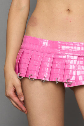 NAMILIA Pleated Mini Skirt With Rings - PINK CROC, xs