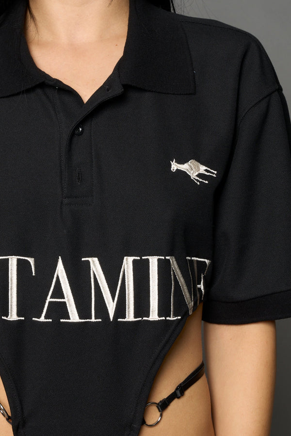NAMILIA Polo Bodysuit - BLACK, xs