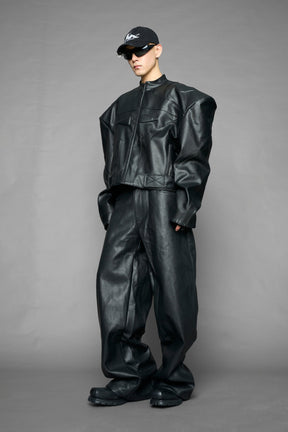 NAMILIA power shoulder moto jacket - BLACK, s