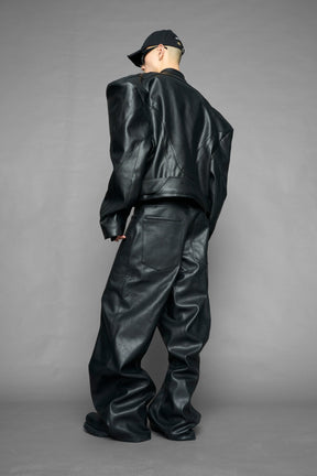 NAMILIA power shoulder moto jacket - BLACK, s