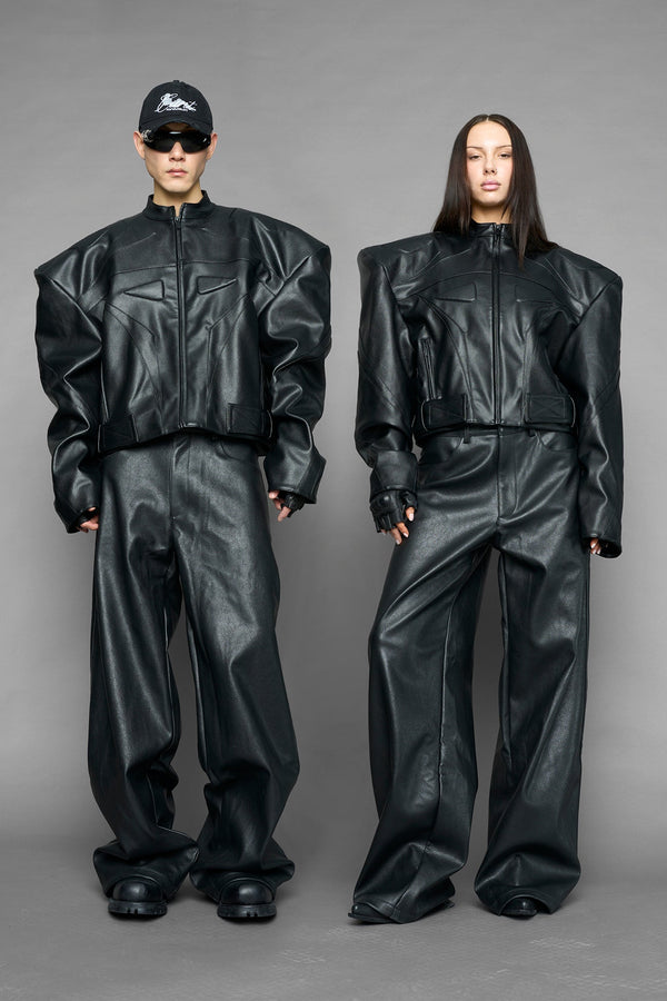 NAMILIA power shoulder moto jacket - BLACK, s - BLACK