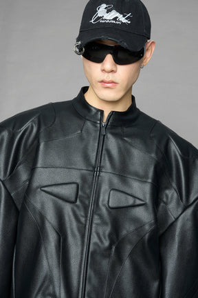 NAMILIA power shoulder moto jacket - BLACK, s