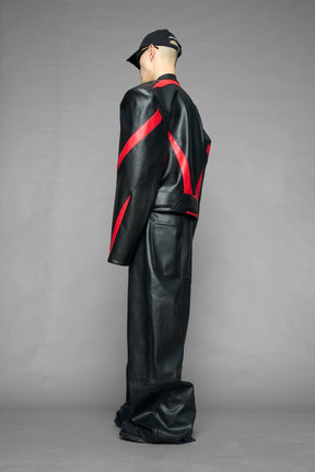 NAMILIA power shoulder moto jacket - BLACK RED, s