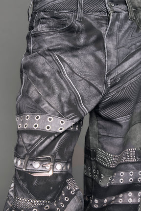 NAMILIA Printed Moto Baggy Pants - black, xs