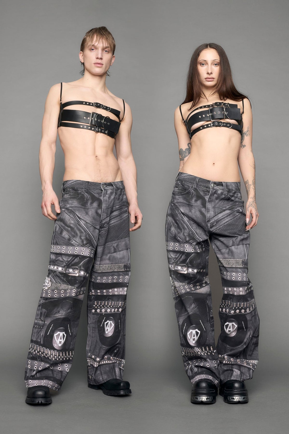 NAMILIA Printed Moto Baggy Pants - black, xs