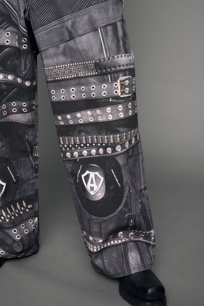 NAMILIA Printed Moto Baggy Pants - black, xs