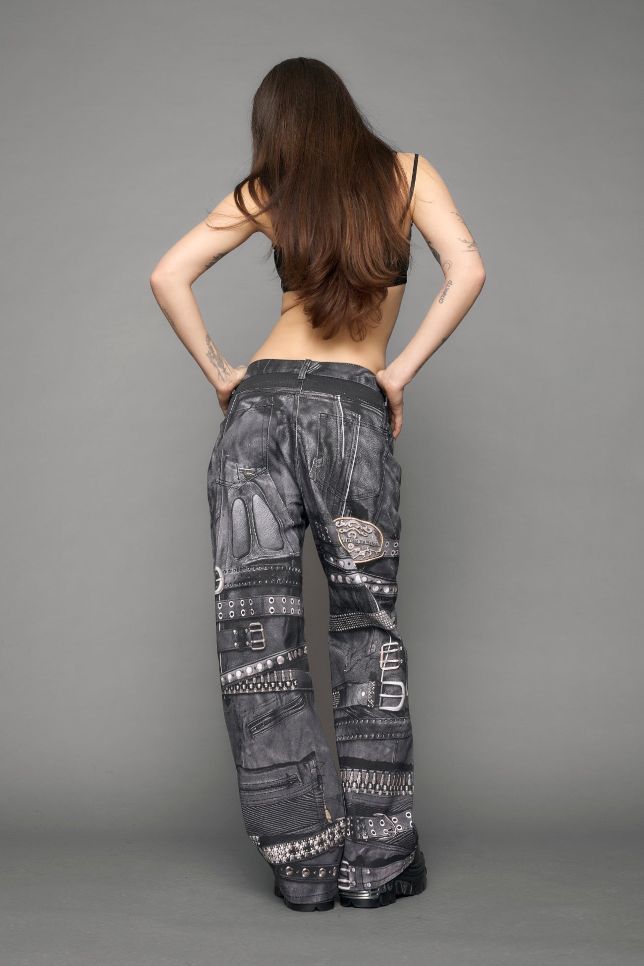 NAMILIA Printed Moto Baggy Pants - black, xs