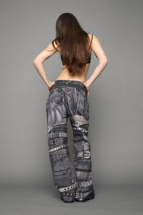 NAMILIA Printed Moto Baggy Pants - black, xs