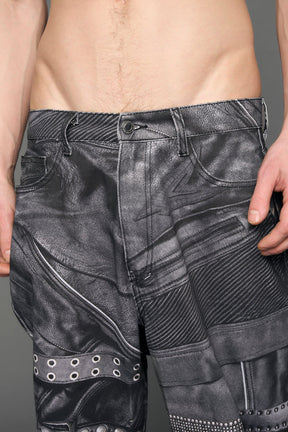 NAMILIA Printed Moto Baggy Pants - black, xs