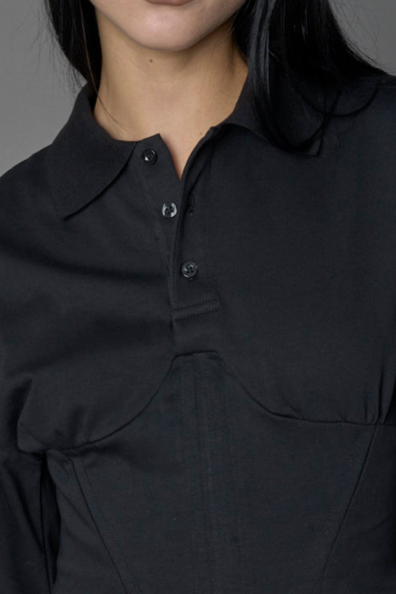 NAMILIA Racing Corset Polo Shirt - BLACK, xs