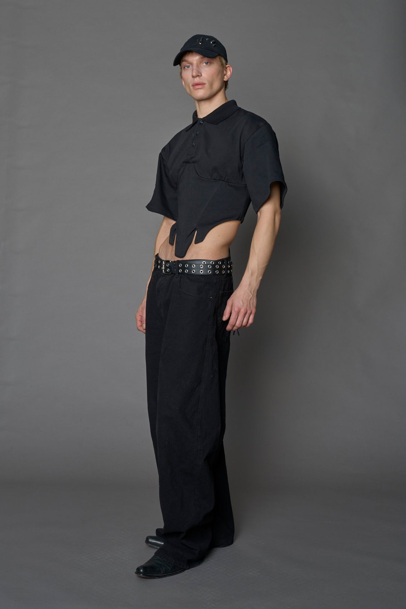 NAMILIA Racing Corset Polo Shirt - BLACK, xs