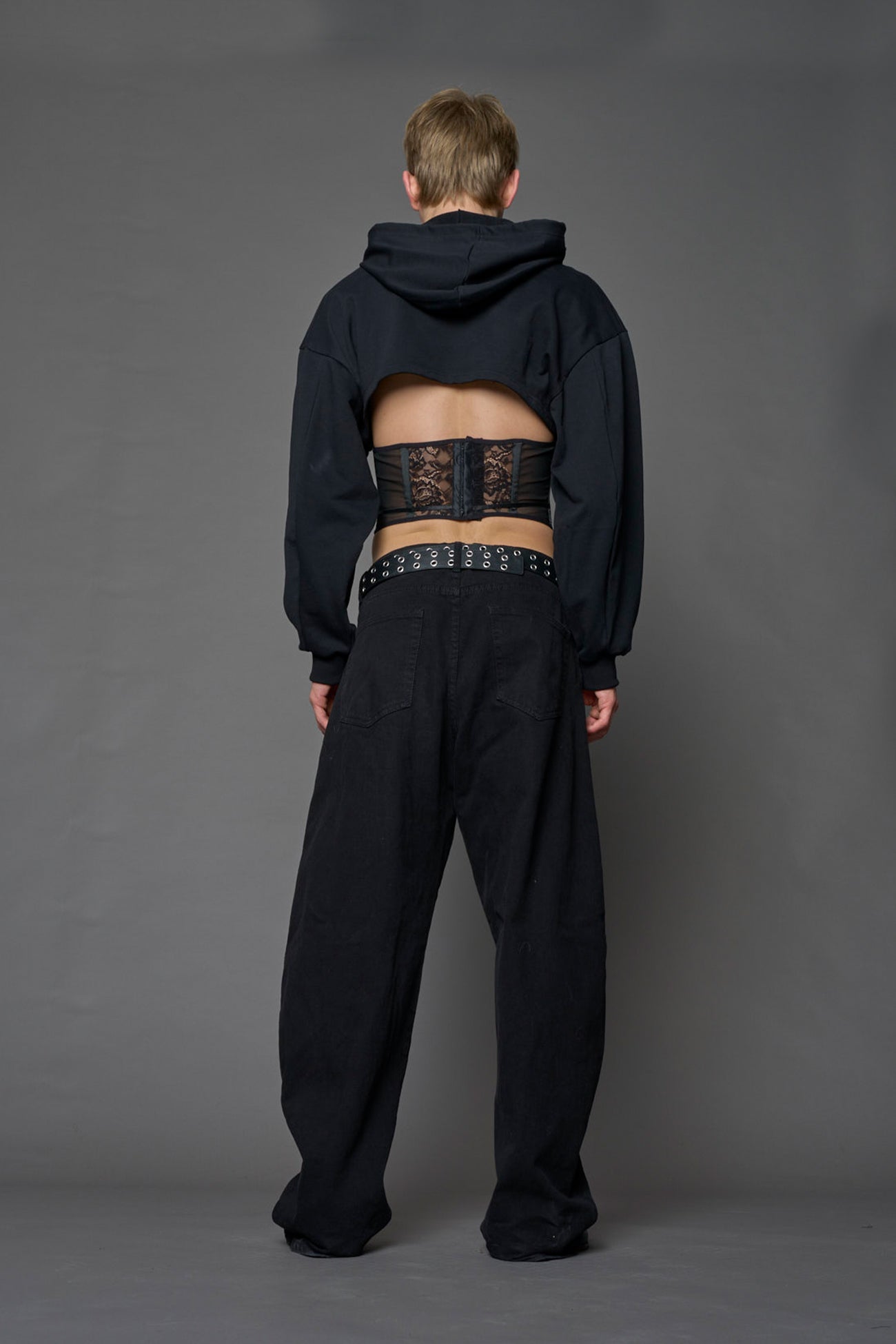 NAMILIA Rockstar Corset Hoodie - BLACK, xs