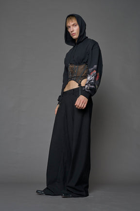 NAMILIA Rockstar Corset Hoodie - BLACK PRINT, xs