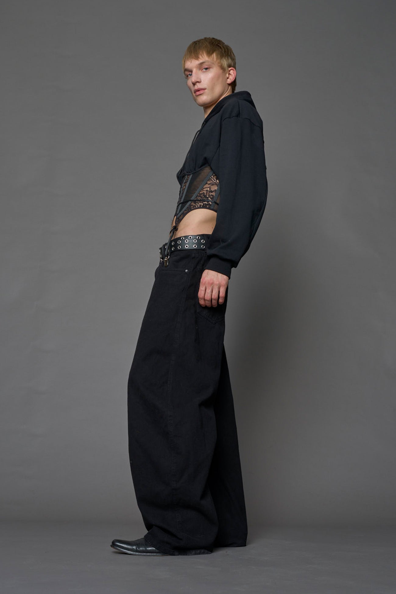 NAMILIA Rockstar Corset Hoodie - BLACK, xs