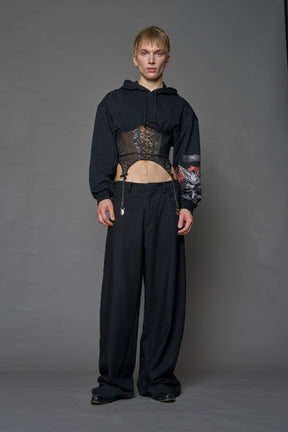 NAMILIA Rockstar Corset Hoodie - BLACK PRINT, xs