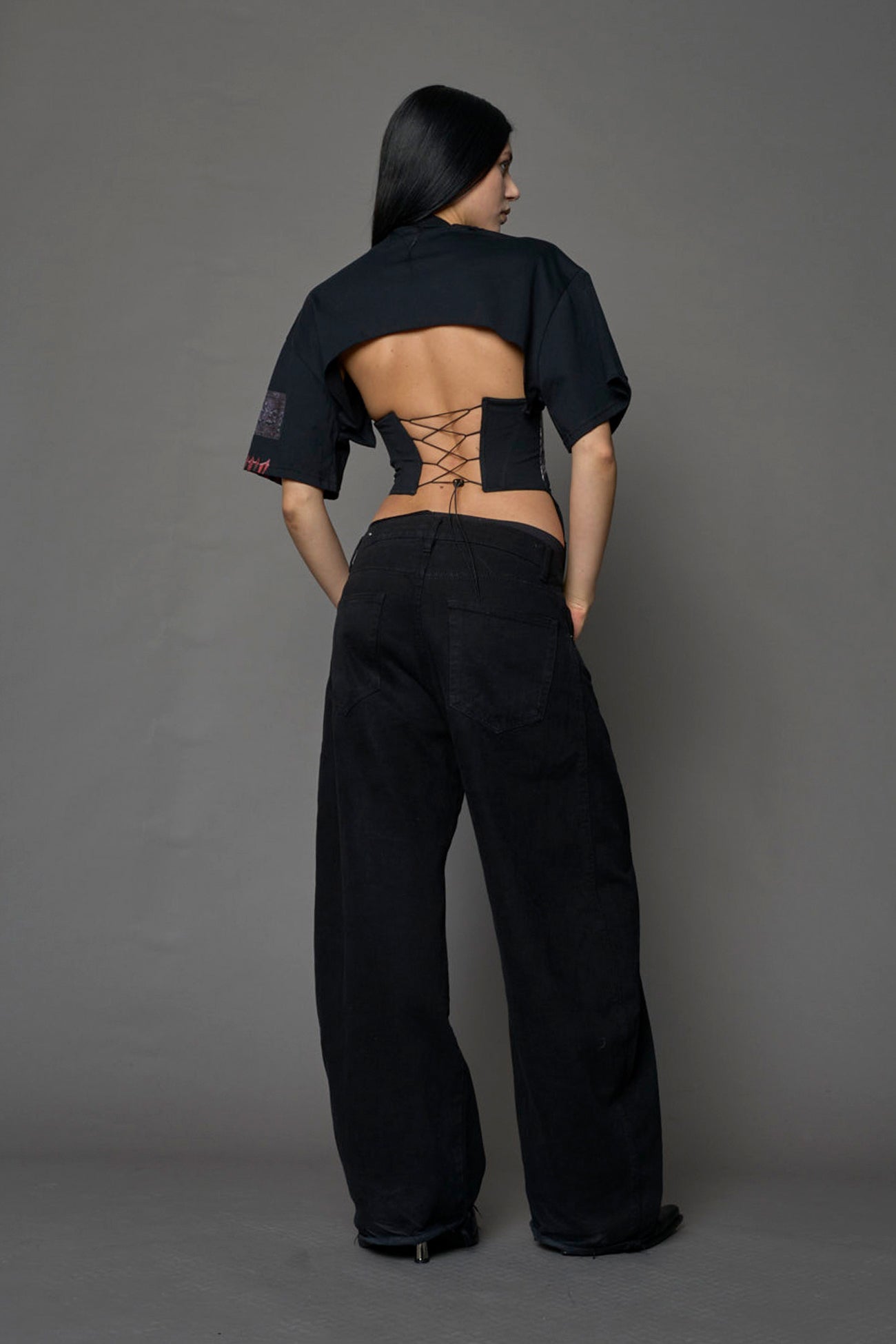 NAMILIA Rockstar Corset Jersey - BLACK PRINT, xs