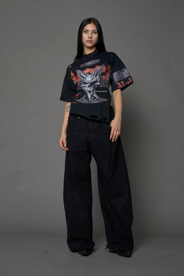 NAMILIA Rockstar Corset Jersey - BLACK PRINT, xs - BLACK PRINT