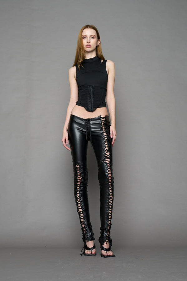 NAMILIA Rockstar Lace Up Pants - BLACK, xs - BLACK