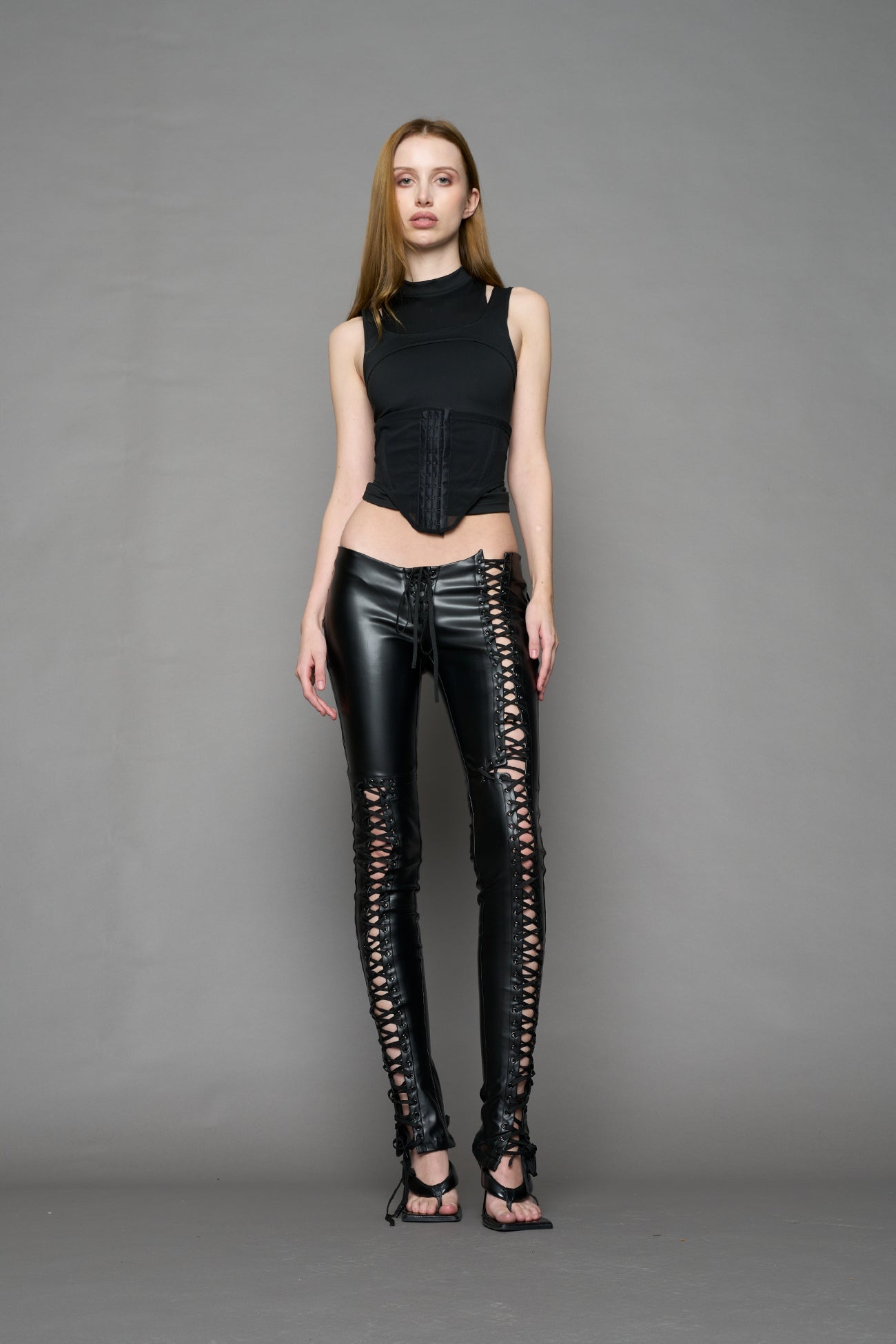 NAMILIA Rockstar Lace Up Pants - BLACK, xs