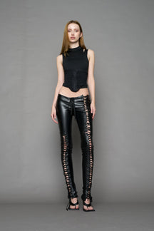 NAMILIA Rockstar Lace Up Pants - BLACK, xs