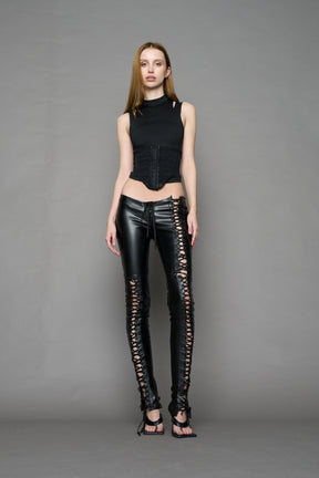 NAMILIA Rockstar Lace Up Pants - BLACK, xs