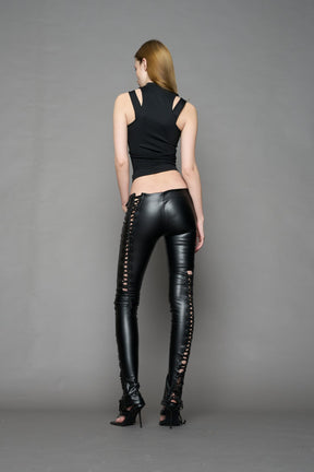 NAMILIA Rockstar Lace Up Pants - BLACK, xs