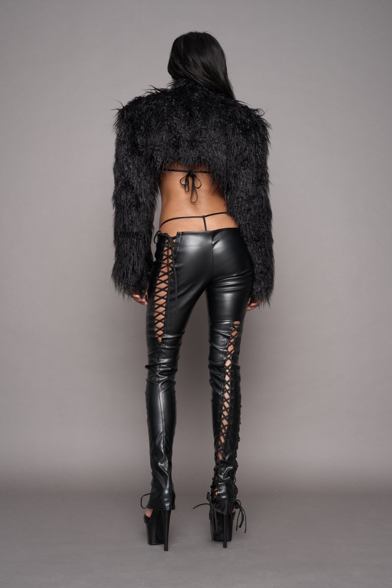 NAMILIA Rockstar Lace Up Pants - BLACK, xs