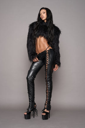 NAMILIA Rockstar Lace Up Pants - BLACK, xs