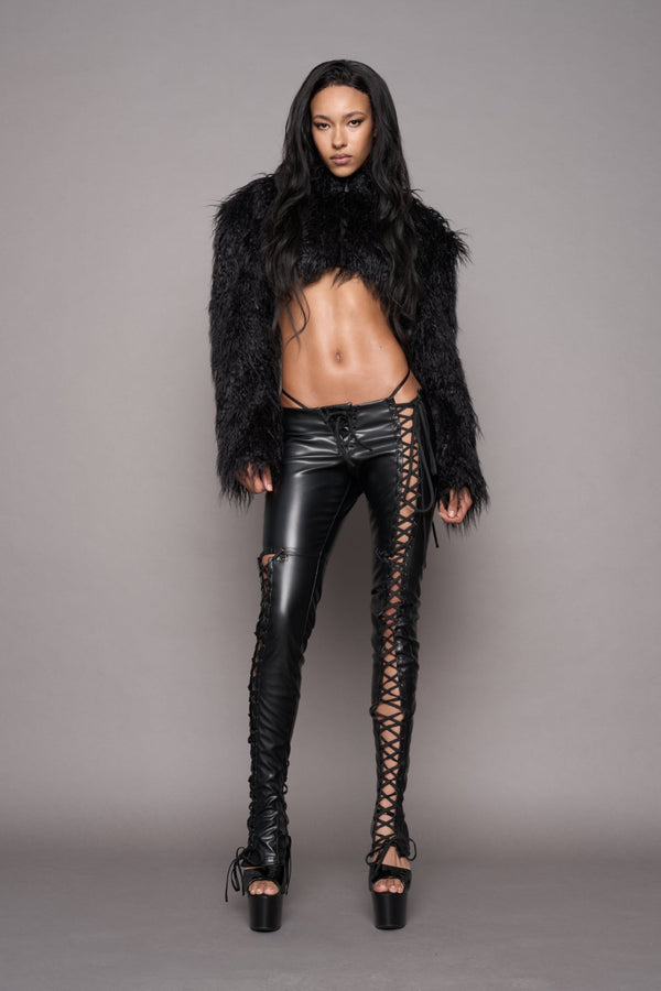 NAMILIA Rockstar Lace Up Pants - BLACK, xs - BLACK