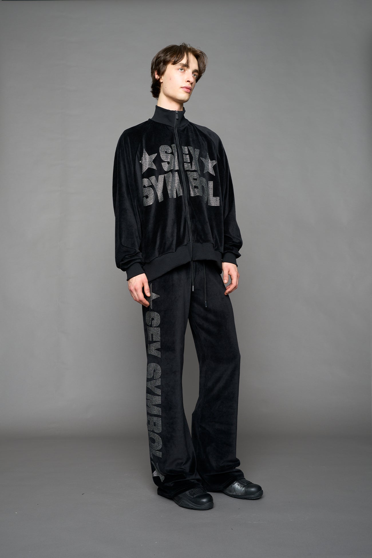 NAMILIA Sex Symbol Velour Jacket - BLACK, xs