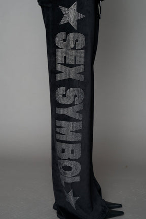 NAMILIA Sex Symbol Velour Pants - BLACK, xs