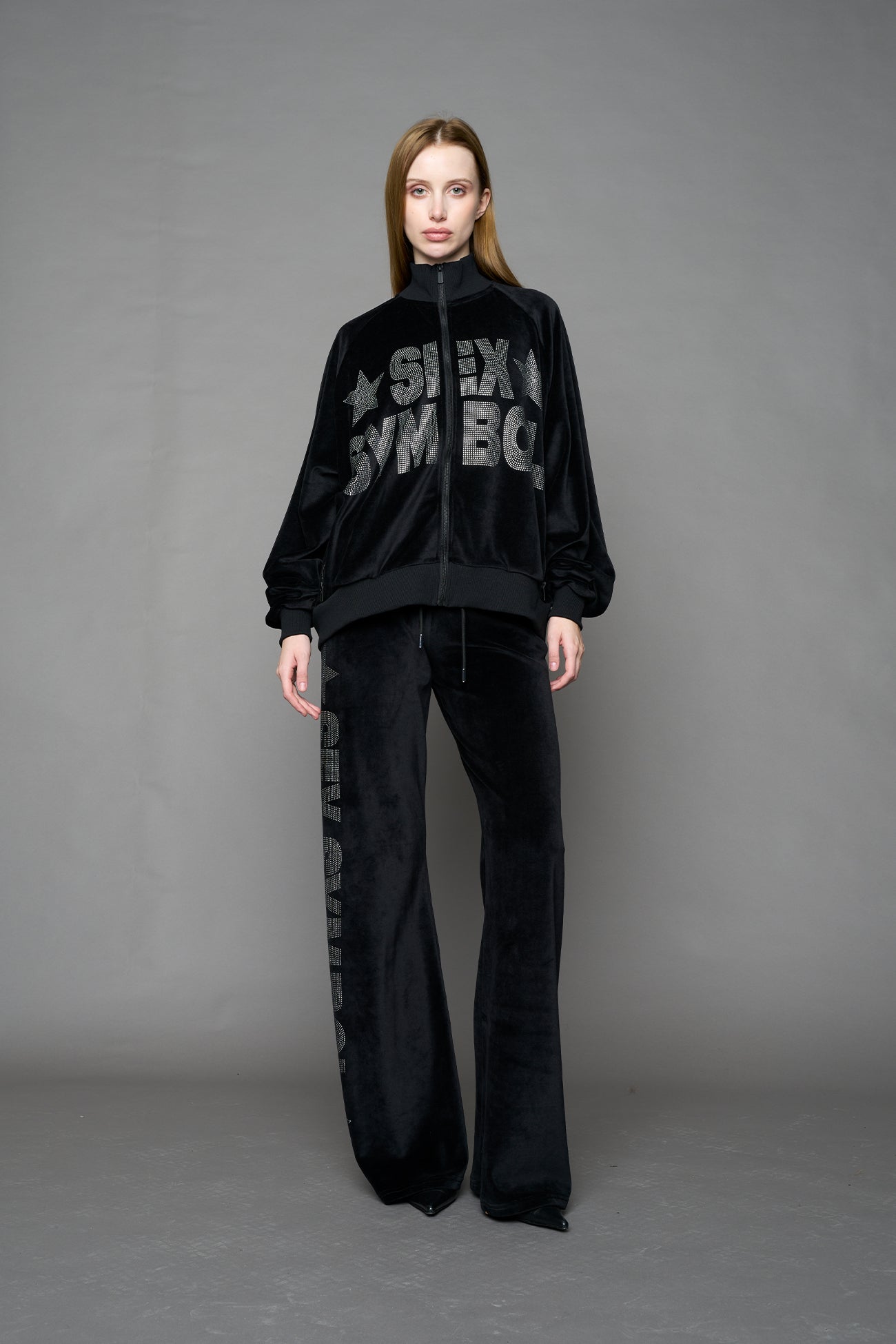 NAMILIA Sex Symbol Velour Pants - BLACK, xs