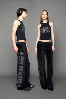 NAMILIA Sex Symbol Velour Pants - BLACK, xs