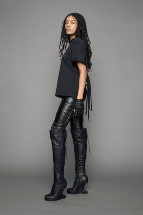 NAMILIA Shredded Chain T-Shirt - black, xs