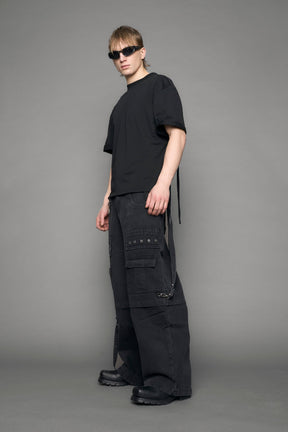 NAMILIA Shredded Chain T-Shirt - black, xs