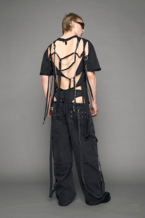 NAMILIA Shredded Chain T-Shirt - black, xs